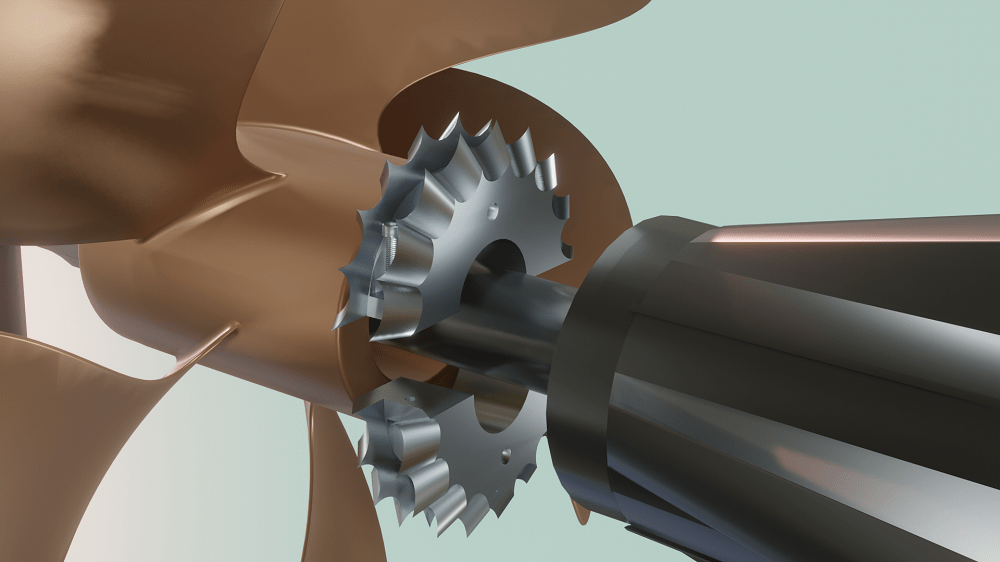 how to mount a line cutting device on a propeller shaft